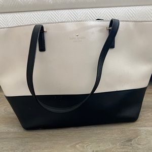 Kate spade black and white large leather bag